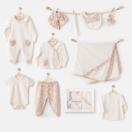 Andywawa Kız  Bebek Hastane Çıkışı 10 Pcs Newborn set Little Leopard