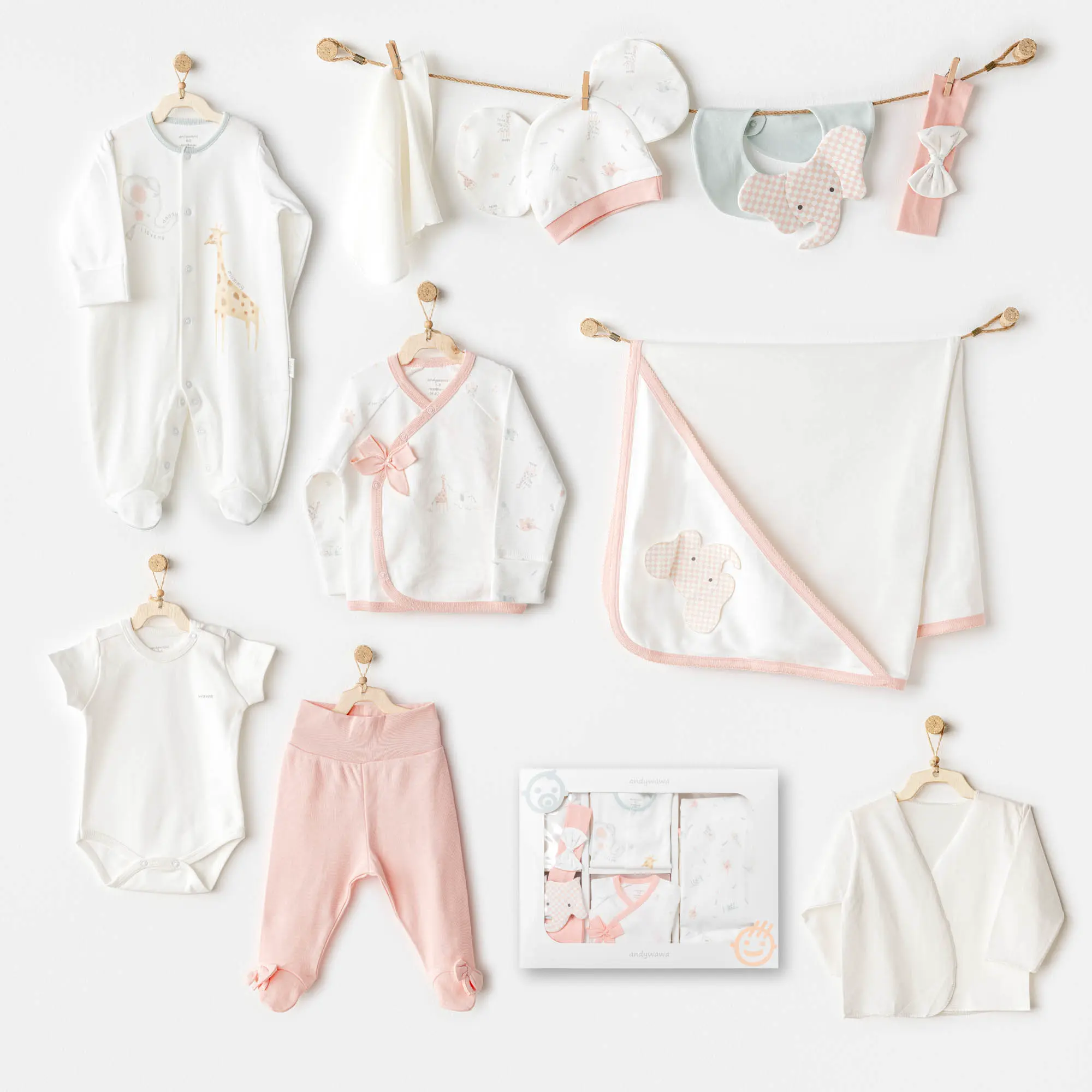 Andywawa Kız  Bebek Hastane Çıkışı 10 Pcs Newborn Set Love Famıly - 1