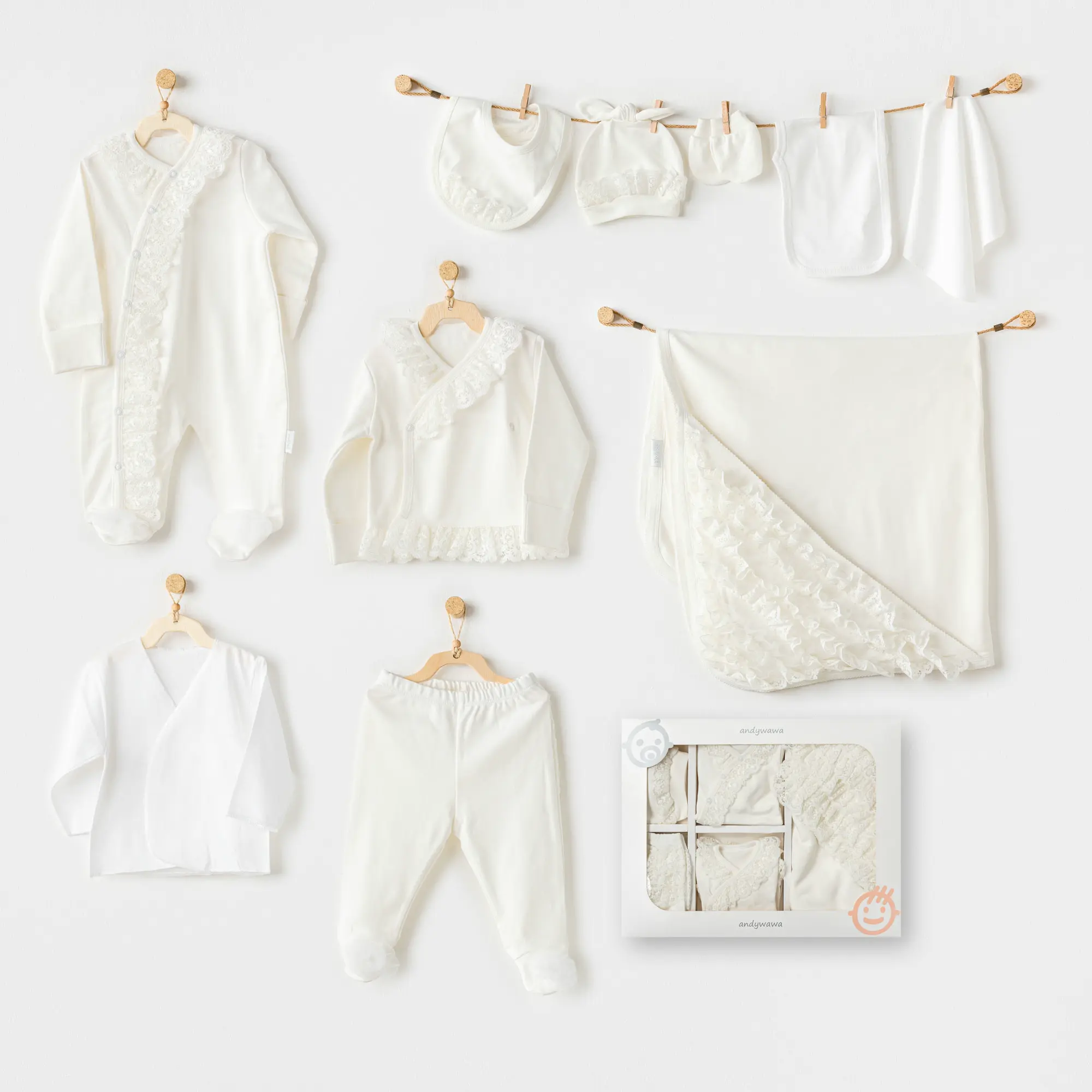 Andywawa Kız Bebek Hastane Çıkışı 10 Pcs  Newborn Set Chıc Gırl