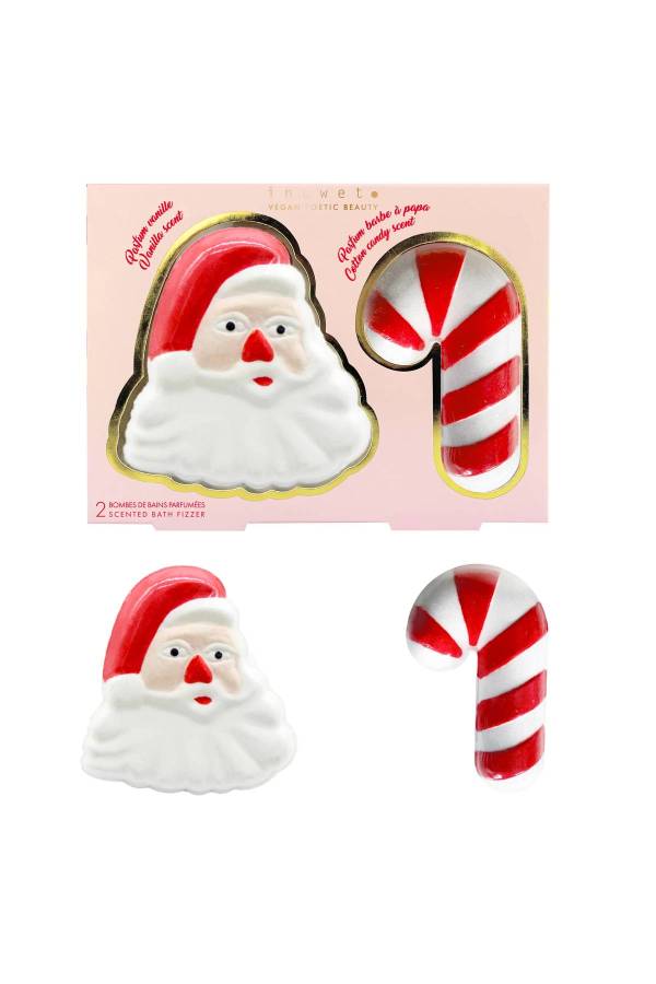 Inuwet Noel Baba ve Baston Şeker Şeklinde 2li Banyo Bombası Seti - 1