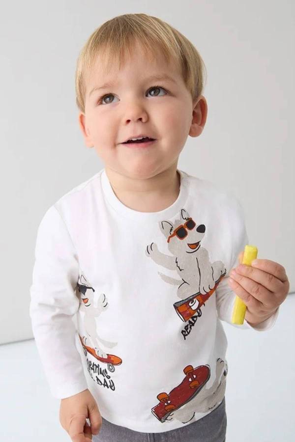 Mayoral Erkek Bebek Desenli  Uzun Kol T-shrit - 1