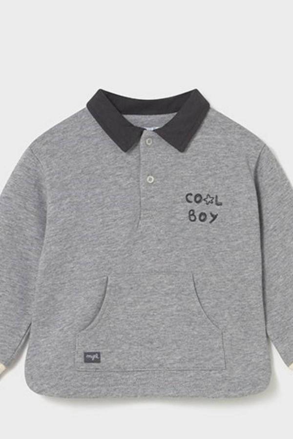 Mayoral Erkek Bebek Polo Yaka Sweatshrit Gri - 1