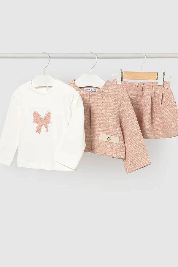 Mayoral Kışlık Kız Bebek Bluz Etek Ceket Set Pembe - 1