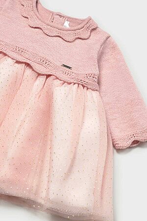 Mayoral Kışlık Kız Bebek Örme Tül Elbise Pembe  - 3