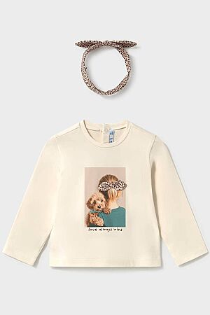 Mayoral Kışlık Kız Bebek Uzun Kol T-shirt Bej