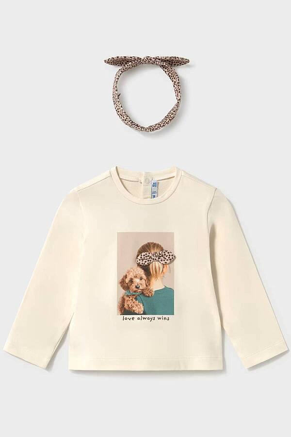 Mayoral Kışlık Kız Bebek Uzun Kol T-shirt Bej - 1
