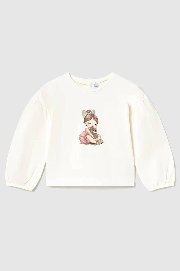 Mayoral Kışlık Kız Bebek Uzun Kol T-shirt Ekru - 1