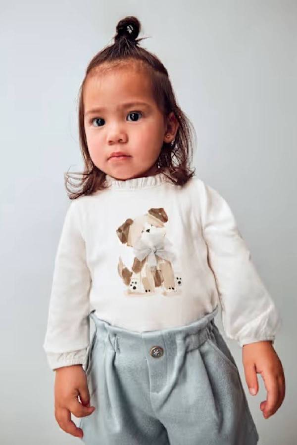 Mayoral Kız Bebek Uzun Kol T-shrit Krem - 1