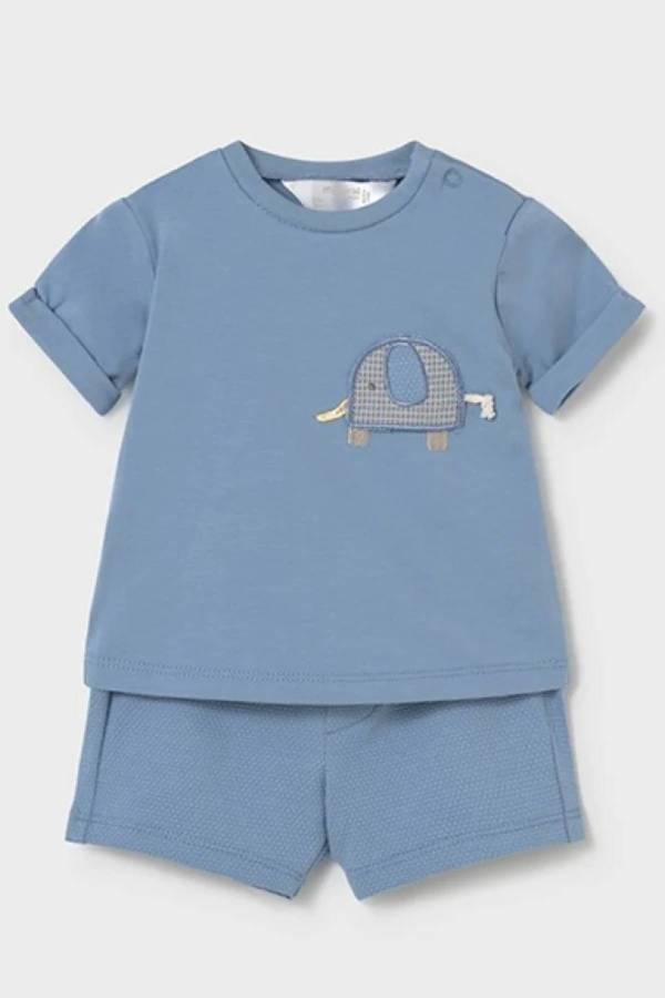 Mayoral Yazlık Erkek Bebek Kısa Kol T-shirt Şort 4'lü Set Mavi - 2