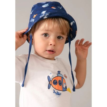 Mayoral Yazlık Erkek Bebek Kısa Kol T-shirt Şort Şapka 3'lü Set Lacivert - 2