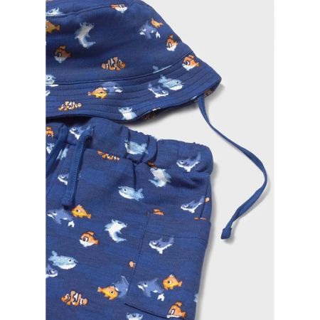 Mayoral Yazlık Erkek Bebek Kısa Kol T-shirt Şort Şapka 3'lü Set Lacivert - 6