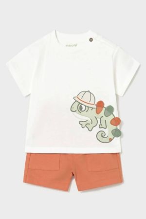 Mayoral Yazlık Erkek Bebek Kısa Kol T-shirt Şort Set Turuncu