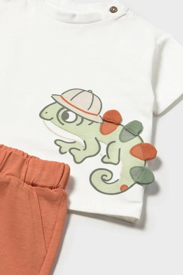 Mayoral Yazlık Erkek Bebek Kısa Kol T-shirt Şort Set Turuncu - 3