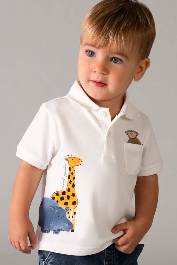 Mayoral Yazlık Erkek Bebek Polo Yaka Desenli T-shrit - 1