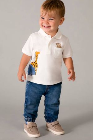 Mayoral Yazlık Erkek Bebek Polo Yaka Desenli T-shrit - 3