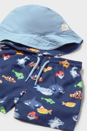 Mayoral Yazlık Erkek Bebek Şort Mayo Şapka Set Lacivert - 2