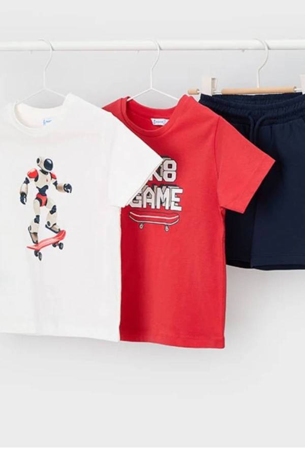 Mayoral Yazlık Erkek T-shirt Şort Üçlü Set Kırmızı - 1
