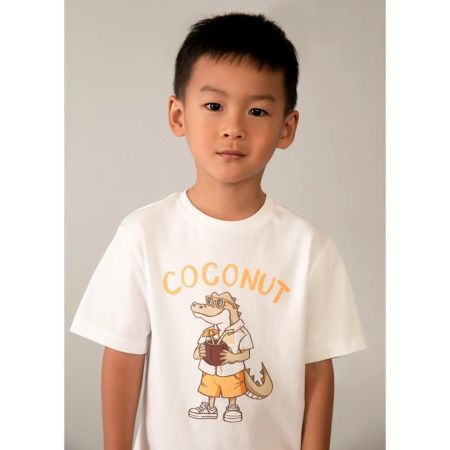 Mayoral Yazlık Erkek Timsah Desenli Kısa Kol T-shirt Ekru - 1