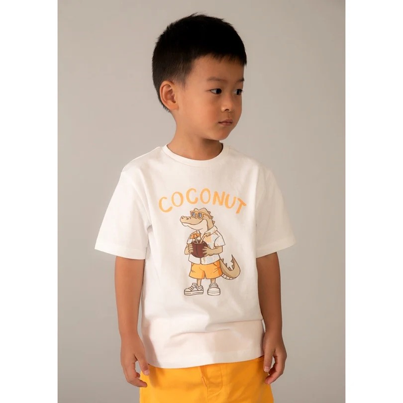 Mayoral Yazlık Erkek Timsah Desenli Kısa Kol T-shirt Ekru - 2