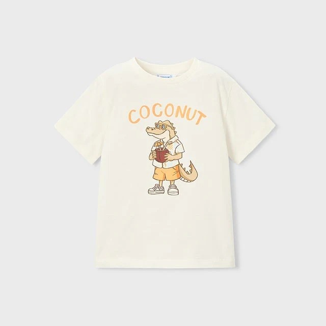 Mayoral Yazlık Erkek Timsah Desenli Kısa Kol T-shirt Ekru - 4