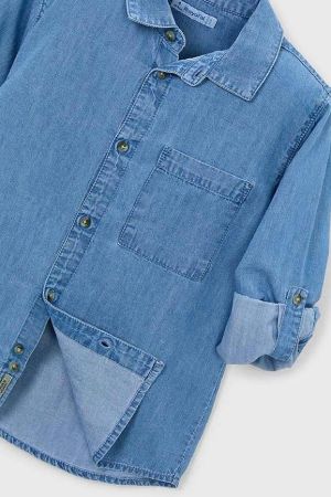 Mayoral Yazlık Erkek Uzun Kol Denim Gömlek Mavi - 3
