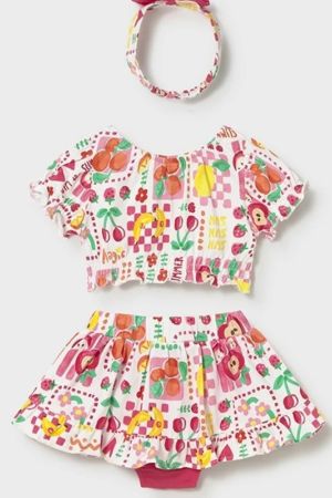Mayoral Yazlık Kız Bebek Bluz Etek Bandana 3'lü Set - 2