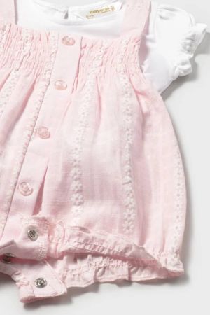 Mayoral Yazlık Kız Bebek Bluz Kısa Tulum Set Pembe - 3