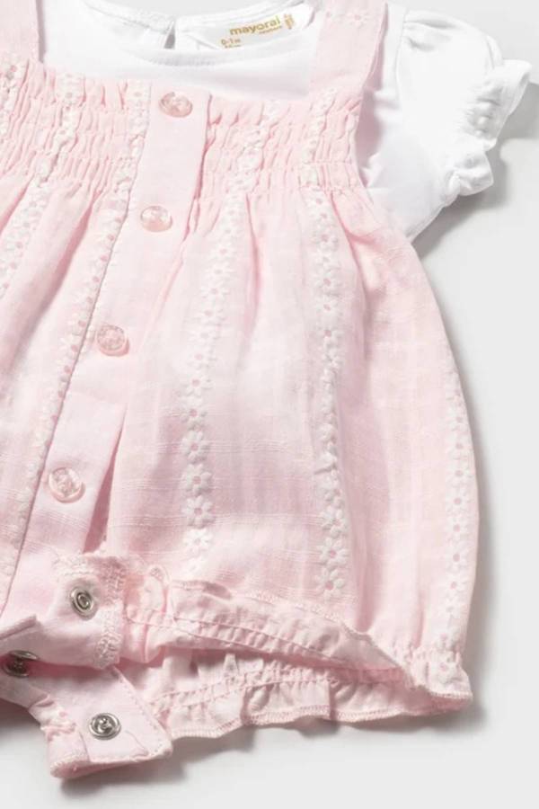 Mayoral Yazlık Kız Bebek Bluz Kısa Tulum Set Pembe - 3