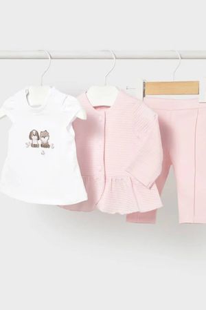Mayoral Yazlık Kız Bebek Bluz Tayt Ceket 3'lü Set Pembe