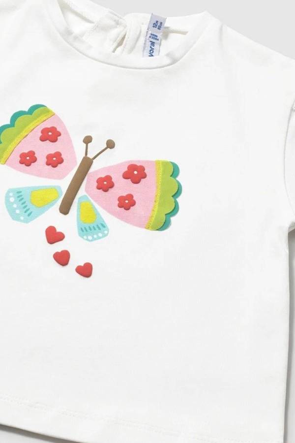Mayoral Yazlık Kız Bebek Kısa Kol T-shirt Beyaz - 3