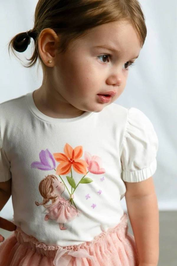 Mayoral Yazlık Kız Bebek Kısa Kol T-shirt Ekru - 2