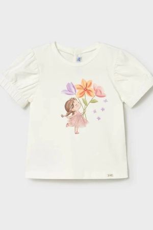 Mayoral Yazlık Kız Bebek Kısa Kol T-shirt Ekru - 4