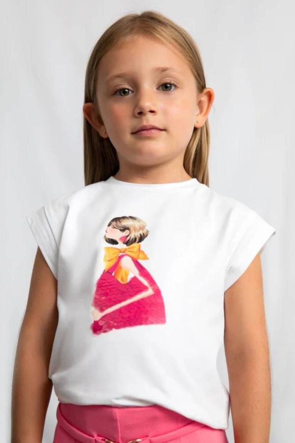 Mayoral Yazlık Kız Kısa Kol Figürlü T-shirt - 1