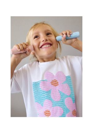 Mayoral Yazlık Kız Kısa Kol T-shirt Ekru - 1