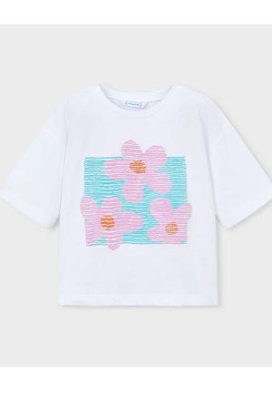 Mayoral Yazlık Kız Kısa Kol T-shirt Ekru - 4