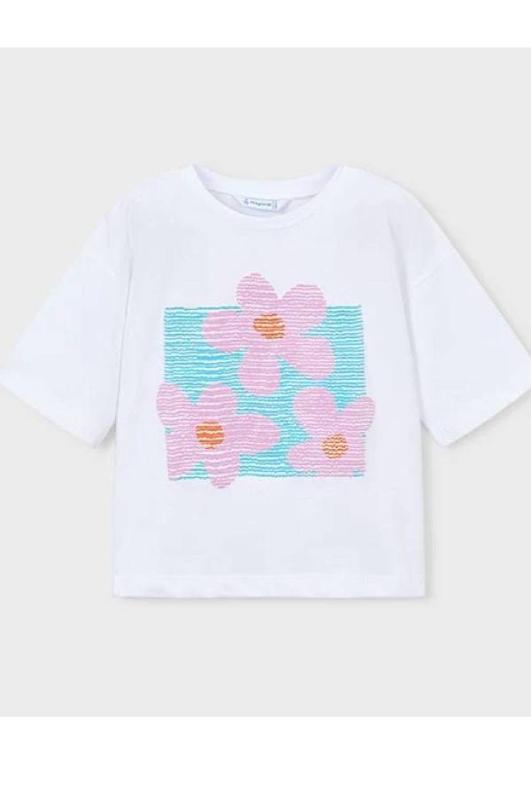 Mayoral Yazlık Kız Kısa Kol T-shirt Ekru - 4