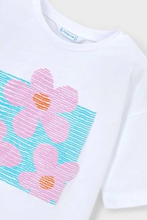 Mayoral Yazlık Kız Kısa Kol T-shirt Ekru - 6