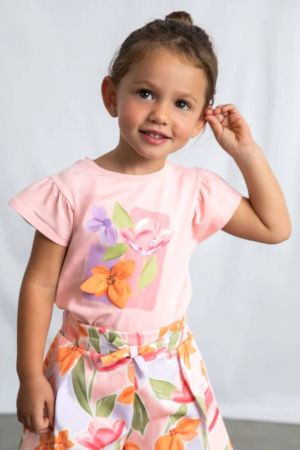 Mayoral Yazlık Kız Kısa Kol T-shirt Somon - 1