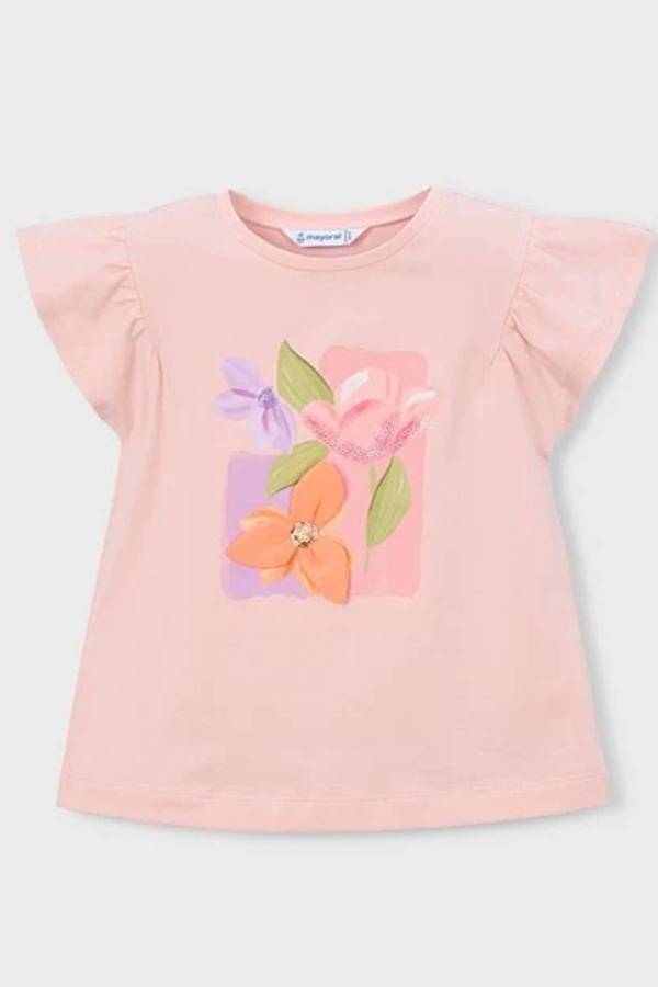 Mayoral Yazlık Kız Kısa Kol T-shirt Somon - 4