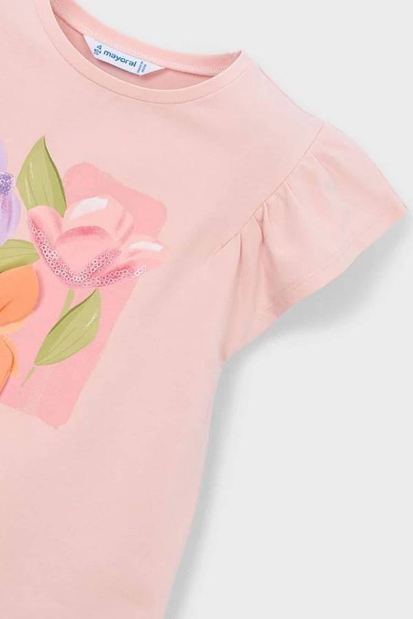 Mayoral Yazlık Kız Kısa Kol T-shirt Somon - 6